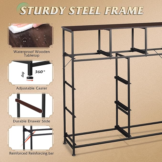 WLIVE 9-Drawer Dresser, Fabric Storage Tower for Bedroom, Hallway, Entryway, Closet, Tall Chest Organizer Unit with Fabric Bins, Steel Frame, Wood Top, Easy Pull Handle, Dark Grey