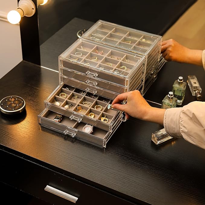 Cq acrylic Jewelry Organizer With 5 Drawers