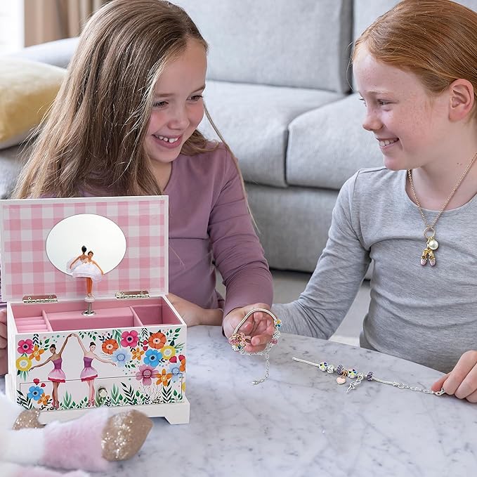 ABI + OLIE Ballerina Jewelry Box for Girls, Musical Jewelry Box, Kids Music Boxes - Perfect Dance Recital & Birthday Gifts for Girls 4-6 and 6-12