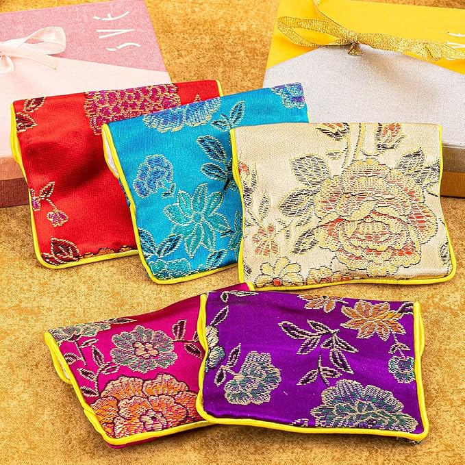 OceeK Travel Jewelry Case,Jewelry Silk Purse Pouch Gift Case, for Women Teen Girl Gifts,Color,Small,15 Pack