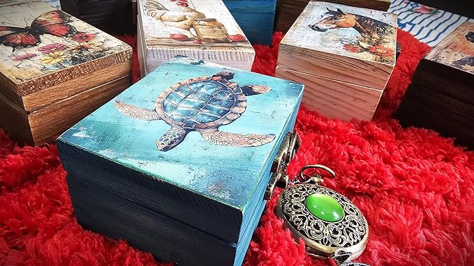 RK Collections Nautical Sea Turtle Keepsake Box | Home Décor, Gifts for Beach, Sea, Ocean Animal, Turtle Lovers | Jewelry Storage Box for Girls, Women (3TS1)