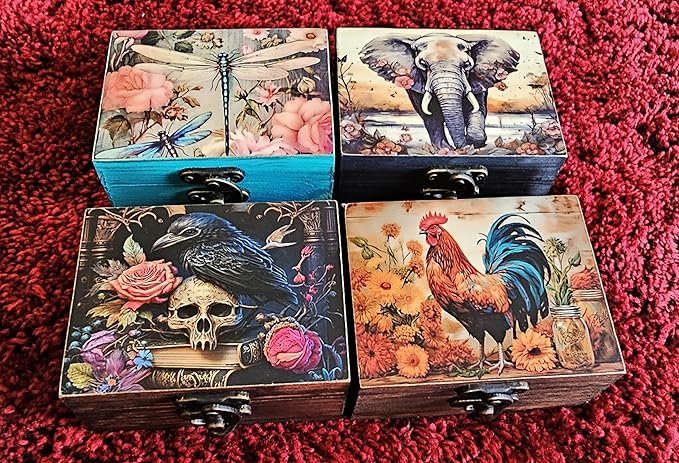 Trinket Box Small Jewelry Keepsake Box | Earrings Necklace Storage Box for Girls Women | Gift Idea, Birthday Christmas, Weddings, Animals Ornaments for Home Décor (Mystical Raven and Skull)
