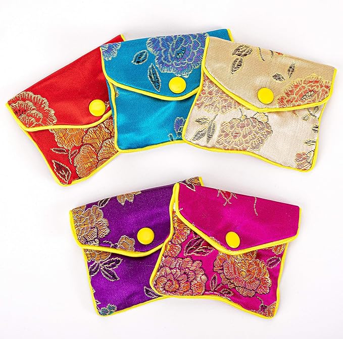 OceeK Travel Jewelry Case,Jewelry Silk Purse Pouch Gift Case, for Women Teen Girl Gifts,Color,Small,15 Pack