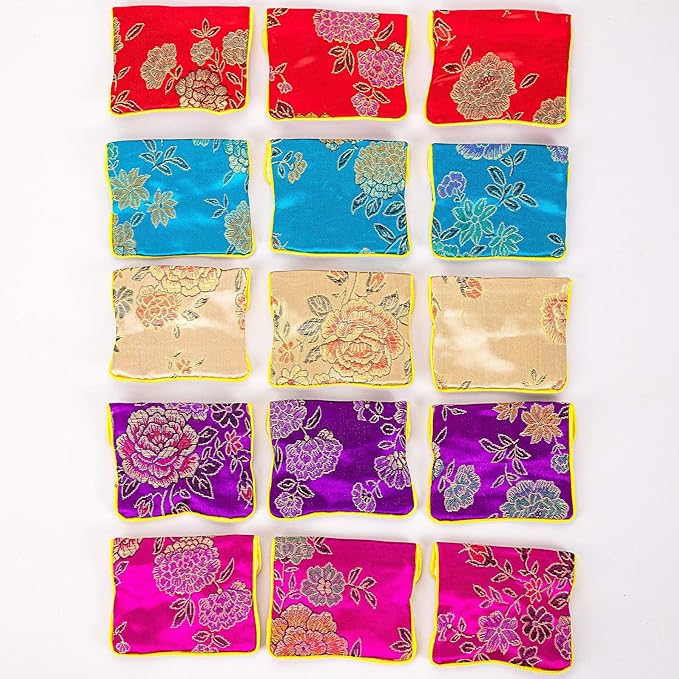 OceeK Travel Jewelry Case,Jewelry Silk Purse Pouch Gift Case, for Women Teen Girl Gifts,Color,Small,15 Pack