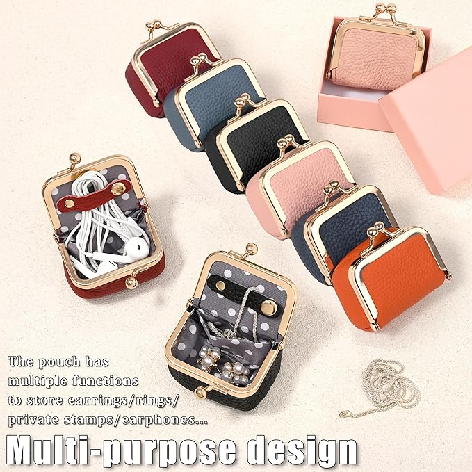 Zivyes Mini Jewelry Box Travel Small Coin Purse Organizer Case Genuine Leather Tiny Size (Orange)