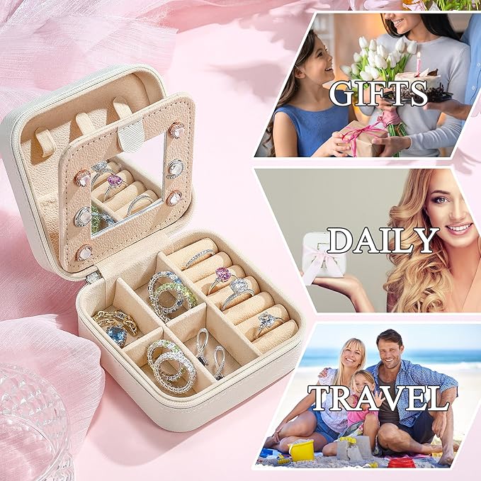Parima Mothers Day Gifts - Gifts for Women Teens Kids Daughter Sister, 3 4 5 6 7 8 9 10 11 12 13 14 Year Old Girl Gift, Birthday Gift for Women Travel Jewelry Case Small Jewelry Box | Letter A, White