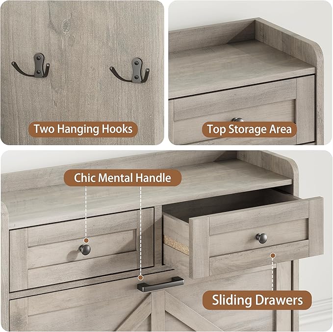 Shoe Cabinet with 6 Flip Drawers & 2 Top Drawers, 57" Tall Freestanding Narrow Wooden Shoe Storage Organizer for Entryway, Hidden Slim Shoe Rack for Front Door Entrance, Hallway, Living Room, Grey