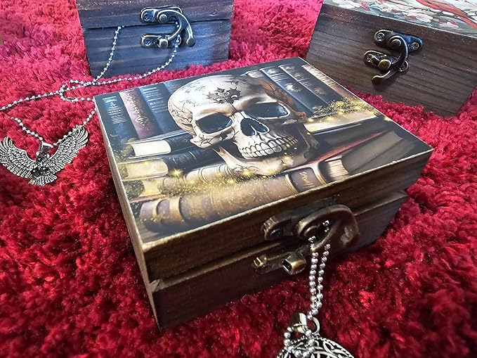 RK Collections Skull Head Trinket Box Small Jewelry Keepsake Box | Gothic Skeleton lovers Gift Idea, Skull's Soul Spiritual for Girls, Women, Men, Gift Idea, Home Décor (3SKS)