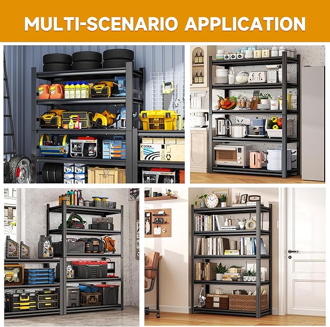 Metal Garage Shelving Unit, Heavy Duty Garage Storage Shelves, Adjustable Shelf for Warehouse, Kitchen, Basement, Double-Layer Columns (55×40×18in-4Tier)