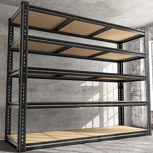 48" W Garage Shelving Heavy Duty 2800LBS Garage Storage Shelves, 5 Tier Adjustable Metal Shelving Unit Utility Rack Shelf for Warehouse, Pantry, Closet, Kitchen 72" H x 48" W x 18" D, Black,Gifts