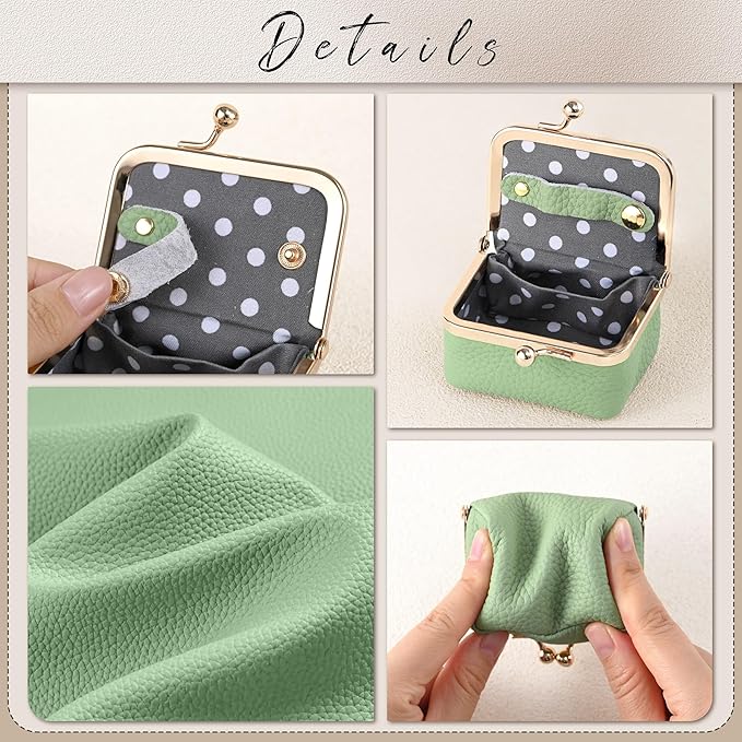 Zivyes Mini Jewelry Box Travel Small Coin Purse Organizer Case Genuine Leather Tiny Size (B-green)