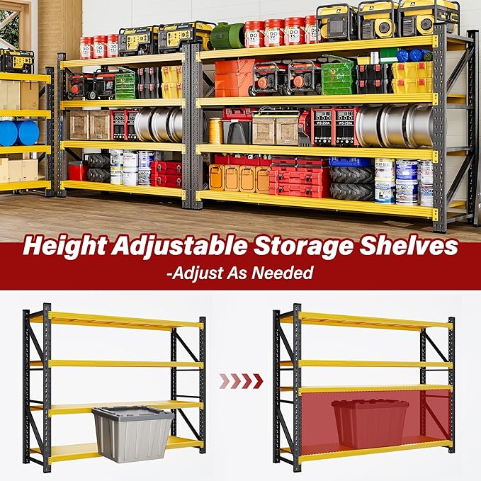 6000LBS Heavy Duty Garage Shelving Units,79" Wide & Deep Storage Shelves,Yellow Metal Garage Shelves,Large Storage Rack,Steel Shelf,Industrial Shelving for Shop,Warehouse,79" W x 24" D x 79" H