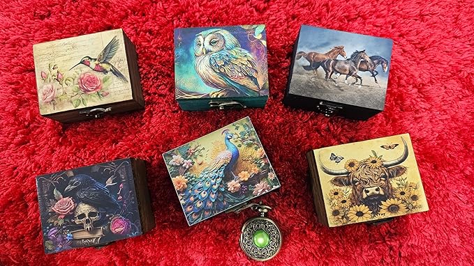 Trinket Box Small Jewelry Keepsake Box | Earrings Necklace Storage Box for Girls Women | Gift Idea Valentine's Day, Birthday Christmas, Weddings, Animals Ornaments for Home Décor (Highland Cow)