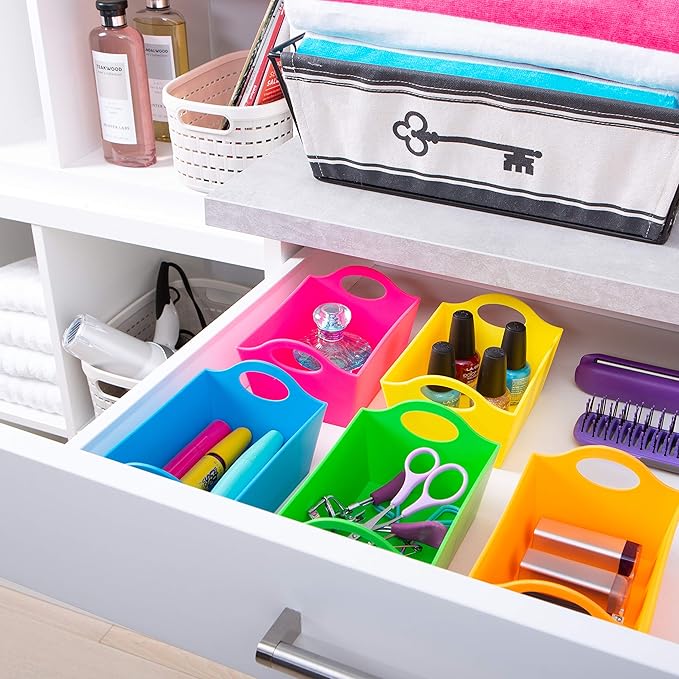 Simplify Neon, 10 Pack, Mini Storage Containers, Bins, Drawer, Office Organization, Good for Toys, Hair Accessories, Bobby Pins, Q-Tips, Small Items