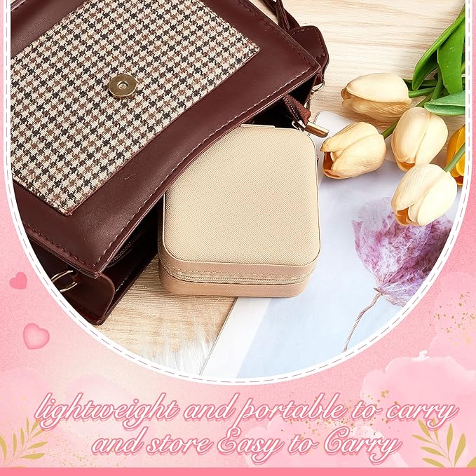 Taiyin Travel Jewelry Case, Bridesmaid Gifts Mini Jewelry Organizer, PU Leather Portable Earring Box for Women Girls