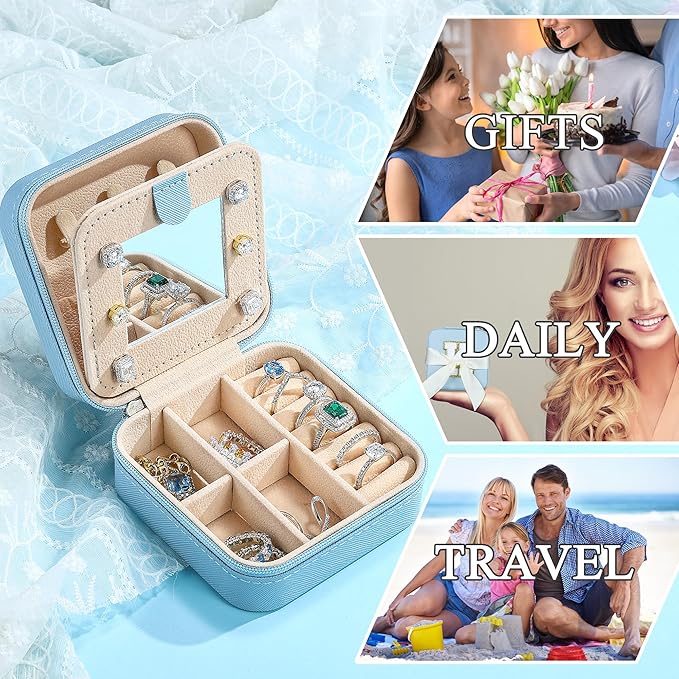 Parima Christmas Gifts List 2025 Ideas - Personalized Initial Travel Jewelry Case, 4 5 6 7 8 9 10 11 12 Year Old Girl Birthday Gifts Christmas Gifts for Daughter Granddaughter - Letter G, Sky Blue