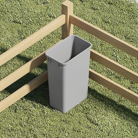 Dowell 10 Pack 50Qt Wastebasket Trash Container, 13Gal, Plastic, Stackable, for Kitchen/Bathroom/Office, Fits Under Sink/Desk - Grey (10, 50 QT)