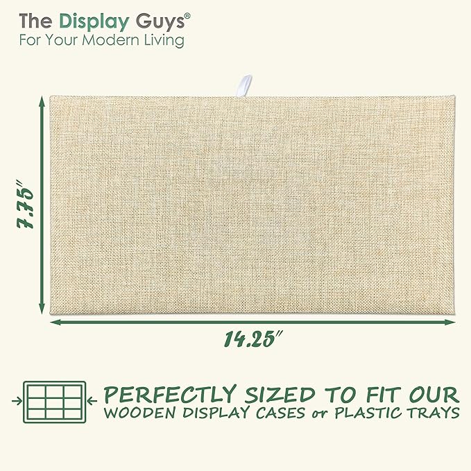 TheDisplayGuys For Your Modern Living 2-Pack Flat Foam Cushion Jewelry Display Pad Inserts - Burlap - Tray/Case Liners - Necklaces, Bracelets, Watches (Beige) by The Display Guys