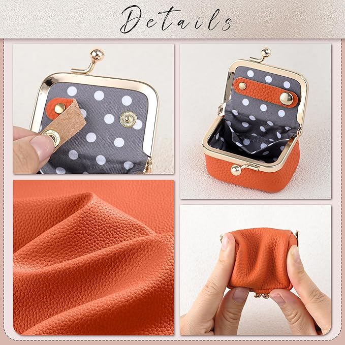 Zivyes Mini Jewelry Box Travel Small Coin Purse Organizer Case Genuine Leather Tiny Size (Orange)