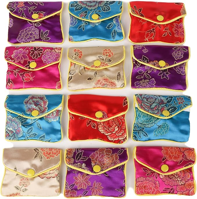 OceeK Travel Jewelry Case,Jewelry Silk Purse Pouch Gift Case, for Women Teen Girl Gifts,Color,Small,15 Pack