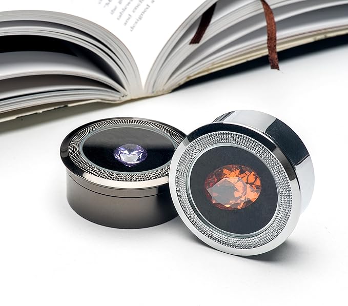 Small Loose Diamond or Gemstone Display Box Case Holder Show Container Metal (Silver- 1.5x0.6)