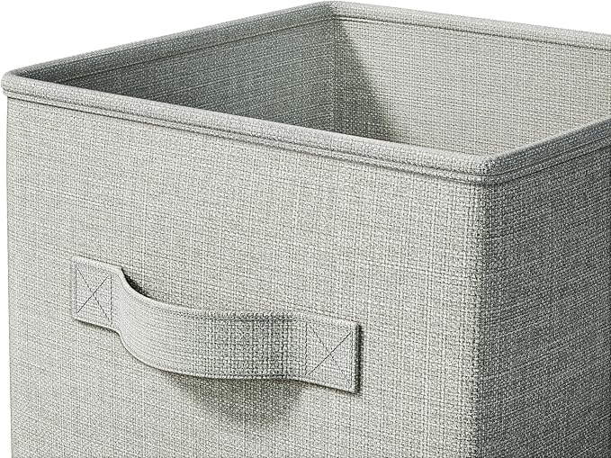 LayerSpace 4 Pack Foldable Fabric Closet Storage Bins, 11Inch Organizer Cubes with Handles, Linen Storage Boxes for Clothes, Toys, Books and Home Organization,Gray