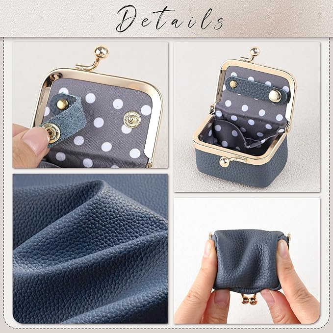 Zivyes Mini Jewelry Box Travel Small Coin Purse Organizer Case Genuine Leather Tiny Size (Light Blue)