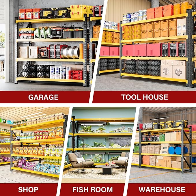 6000LBS Heavy Duty Garage Shelving Units,79" Wide & Deep Storage Shelves,Yellow Metal Garage Shelves,Large Storage Rack,Steel Shelf,Industrial Shelving for Shop,Warehouse,79" W x 24" D x 79" H
