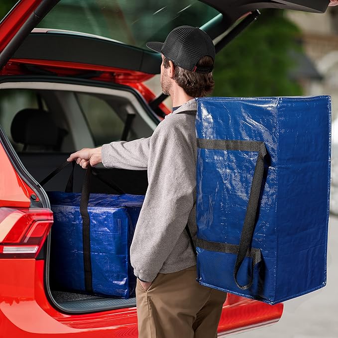 ClearSpace Heavy Duty Moving Bags - Water Resistant Storage Bags or Storage Bins with Lids and Moving Supplies - Large Moving Boxes for College Dorm, Travel, Closet Organization - 6 Pack