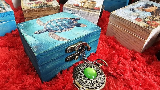 RK Collections Nautical Sea Turtle Keepsake Box | Home Décor, Gifts for Beach, Sea, Ocean Animal, Turtle Lovers | Jewelry Storage Box for Girls, Women (3TS1)