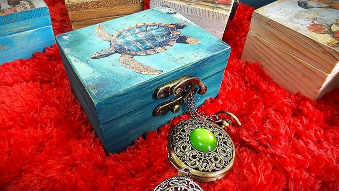 RK Collections Nautical Sea Turtle Keepsake Box | Home Décor, Gifts for Beach, Sea, Ocean Animal, Turtle Lovers | Jewelry Storage Box for Girls, Women (3TS1)