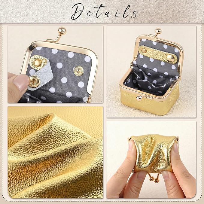 Zivyes Mini Jewelry Box Travel Small Coin Purse Organizer Case Genuine Leather Tiny Size (gold)