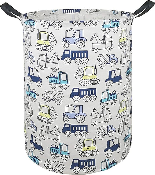 Collapsible Kids Laundry Basket Clothes Hamper, Foldable Storage Organizer Bin, Toy Clothes Storage with Handles for Boys Girls Bedroom, Room Decor Cars