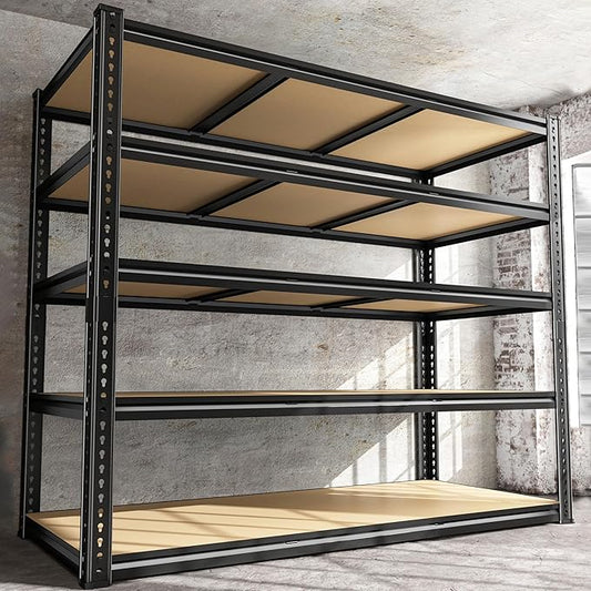 48" W Garage Shelving Heavy Duty 3080LBS Garage Storage Shelving, 5 Tier Adjustable Metal Shelving Unit Utility Rack Shelf for Warehouse, Pantry, Closet, Kitchen 72" H x 48" W x 24" D, Black,Gifts