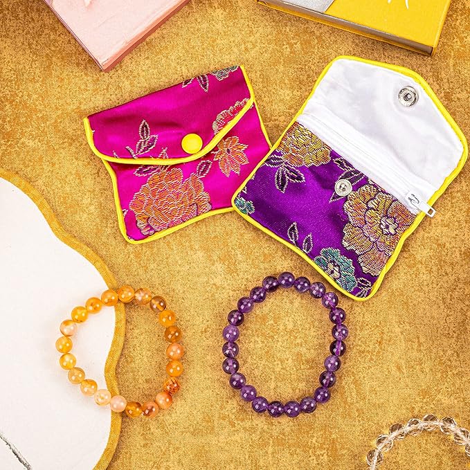 OceeK Travel Jewelry Case,Jewelry Silk Purse Pouch Gift Case, for Women Teen Girl Gifts,Color,Small,15 Pack