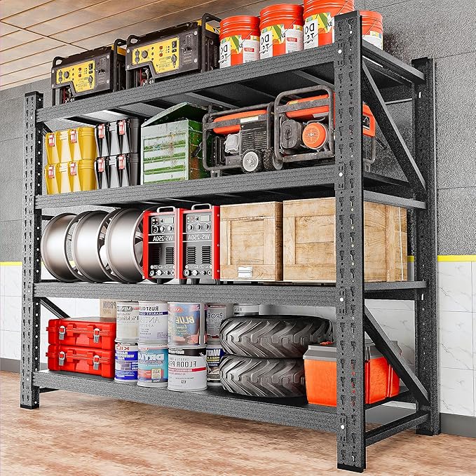 Set of 2 48" Wide Heavy Duty Garage Shelving Units,3000LBS 24 Deep Storage Shelves,Metal Garage Shelves,Large Storage Rack,Steel Shelf,Industrial Shelving for Shop,Warehouse,48" W x 24" D x 70" H